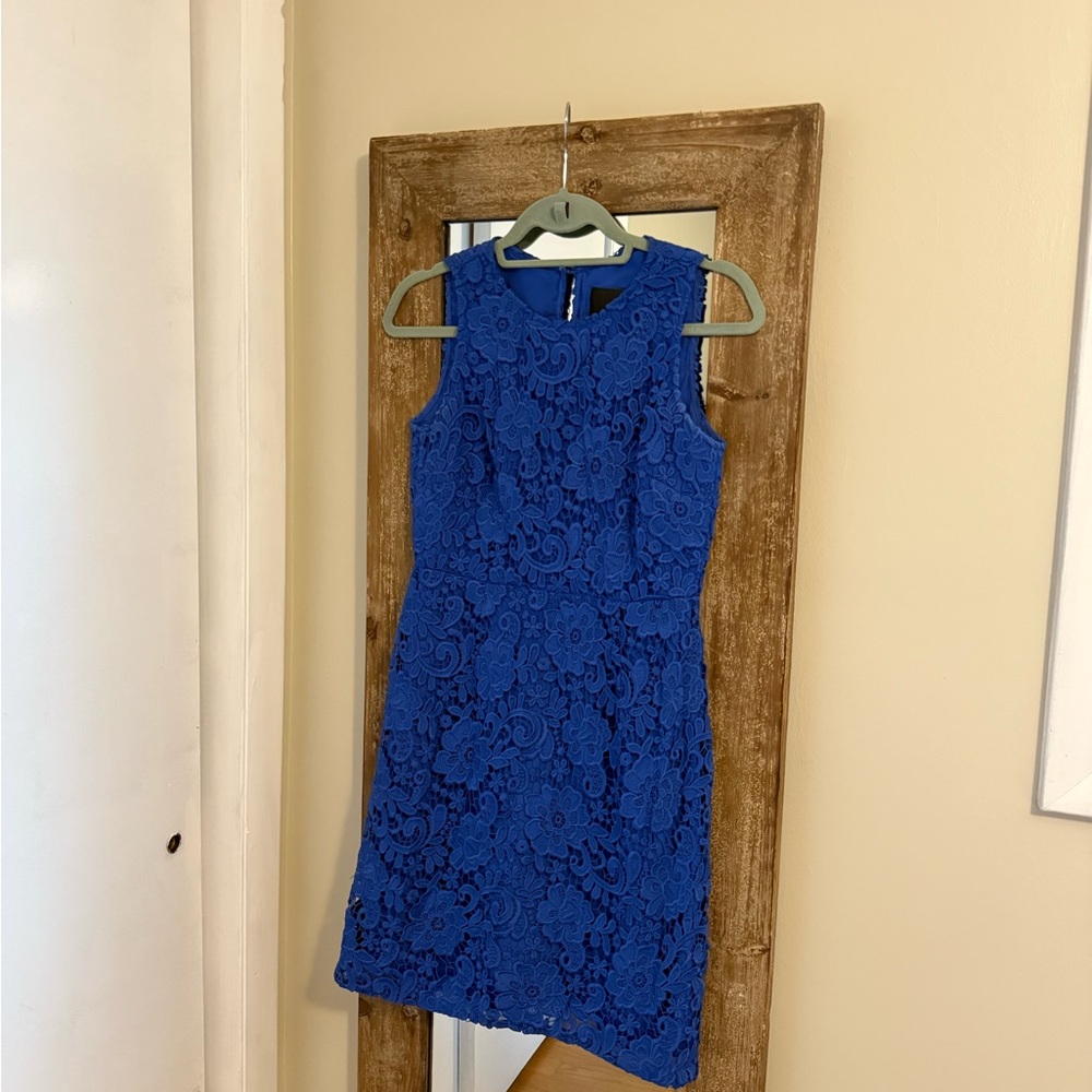 J. Crew Vibrant Blue Floral Lace Mini Dress